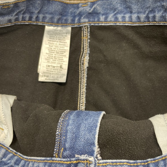 Carhartt Flannel Lined Jeans 40X 32 Relaxed Fit Blue Pants RN#14806 Workwear - Picture 9 of 10